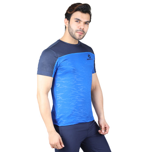 Navy Blue With Royal Blue Short Sleeves – Round Neck