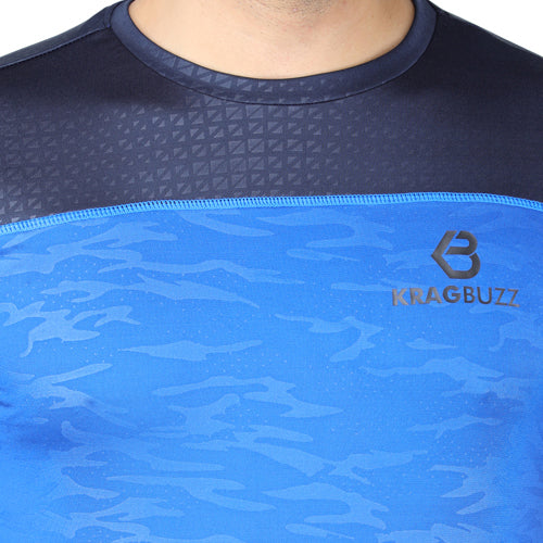 Navy Blue With Royal Blue Short Sleeves – Round Neck