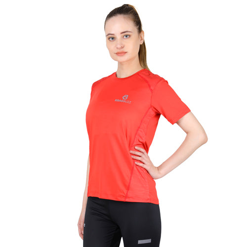 Red short sleeves round neck