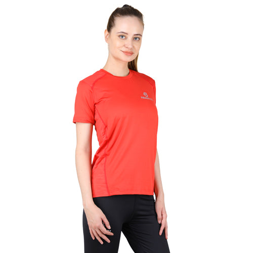 Red short sleeves round neck