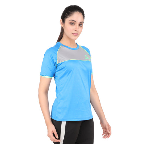 Royal blue, light grey &: Neon green short sleeves round neck