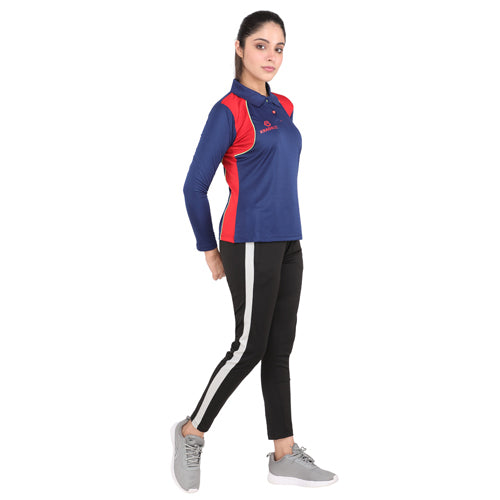 Navy Blue – Red – Collar Long Sleeves