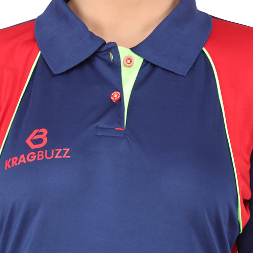Navy Blue – Red – Collar Long Sleeves