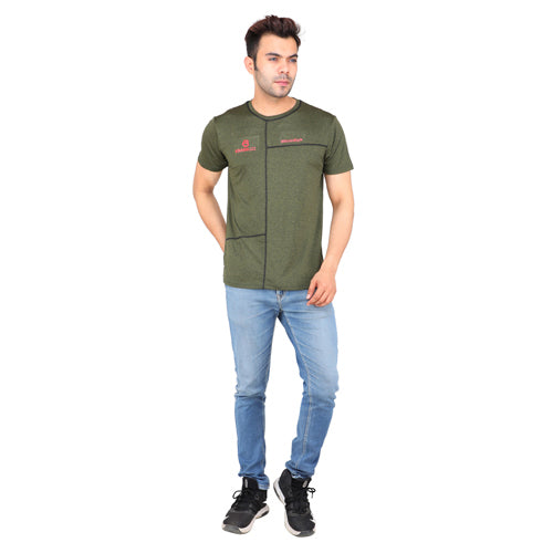 Olive Melange Short Sleeves – Round Neck