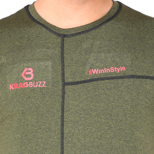 Olive Melange Short Sleeves – Round Neck