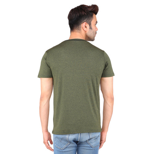 Olive Melange Short Sleeves – Round Neck