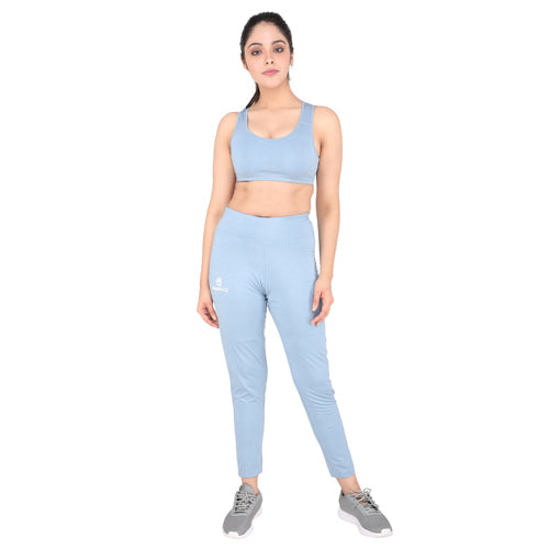 Light blue melange track pants