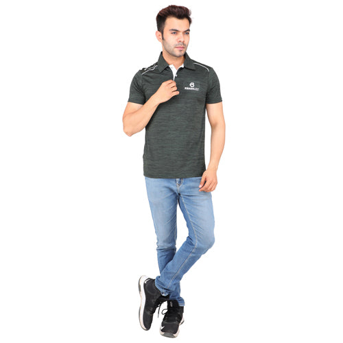 Olive With White Piping Shorts Sleeves – Collar