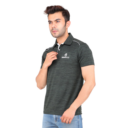 Olive With White Piping Shorts Sleeves – Collar