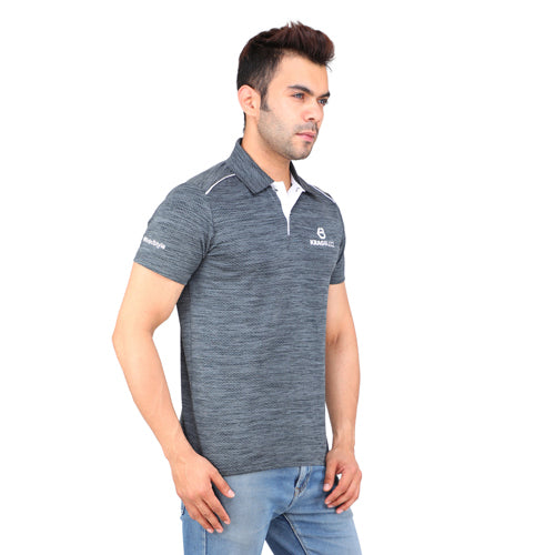 Dark Grey With White Piping Short Sleeves – Collar
