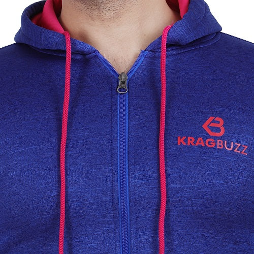 Navy Blue Melange With Maroon ( With Hood ) Track Suits