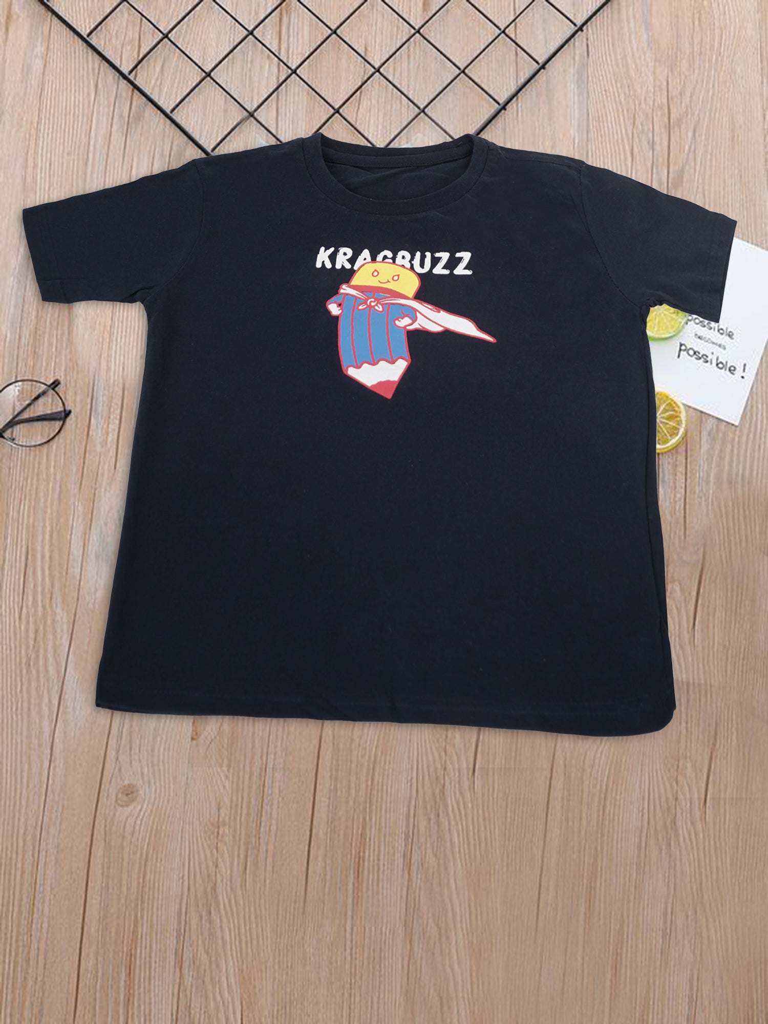 KRAGBUZZ Kids Printed Cotton T-Shirt | Soft Half Sleeve Tee with Cute Cartoon Design | Comfortable Casual Wear for Boys & Girls