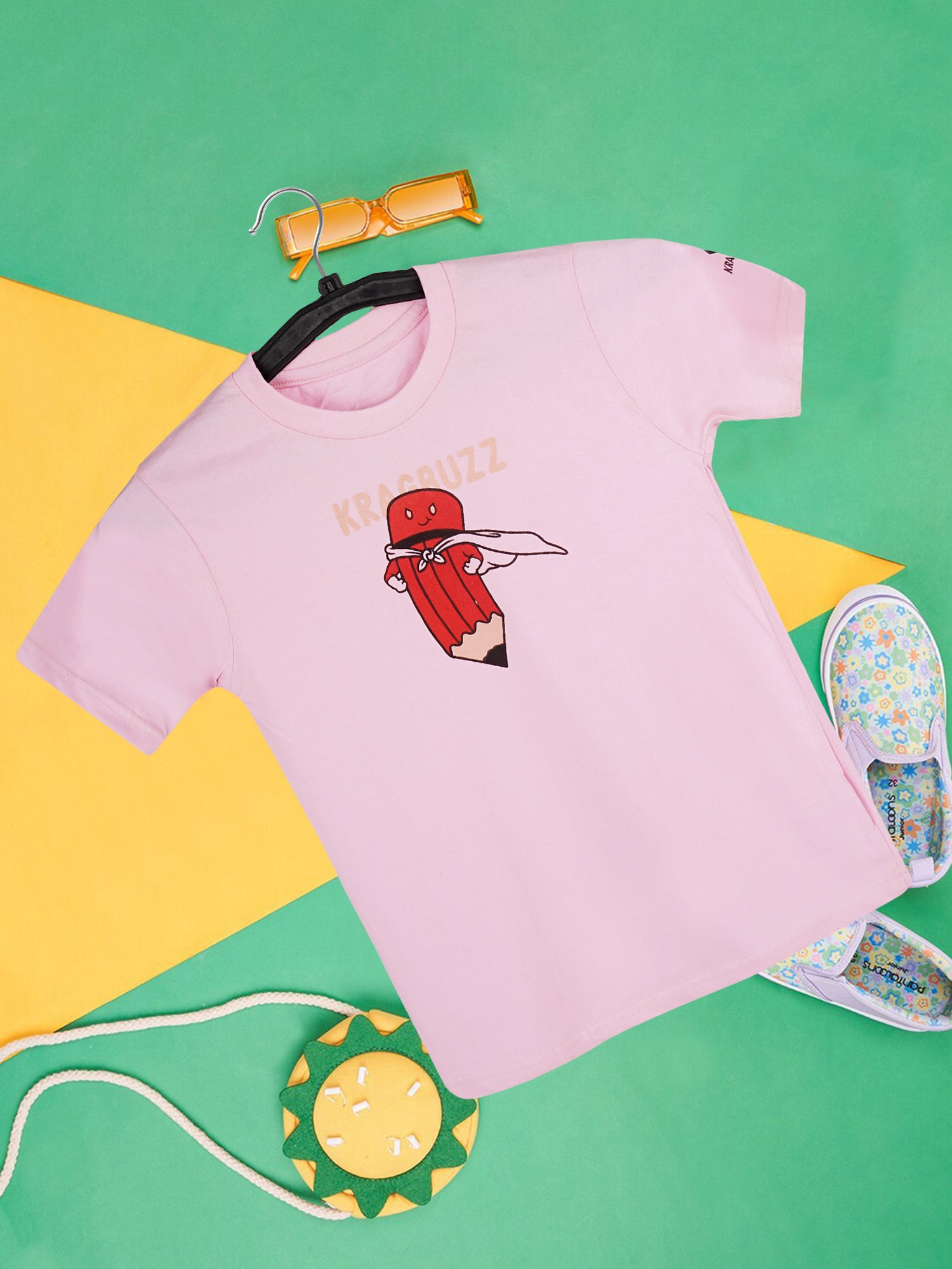 KRAGBUZZ Kids Printed Cotton T-Shirt | Soft Half Sleeve Tee with Cute Cartoon Design | Comfortable Casual Wear for Boys & Girls
