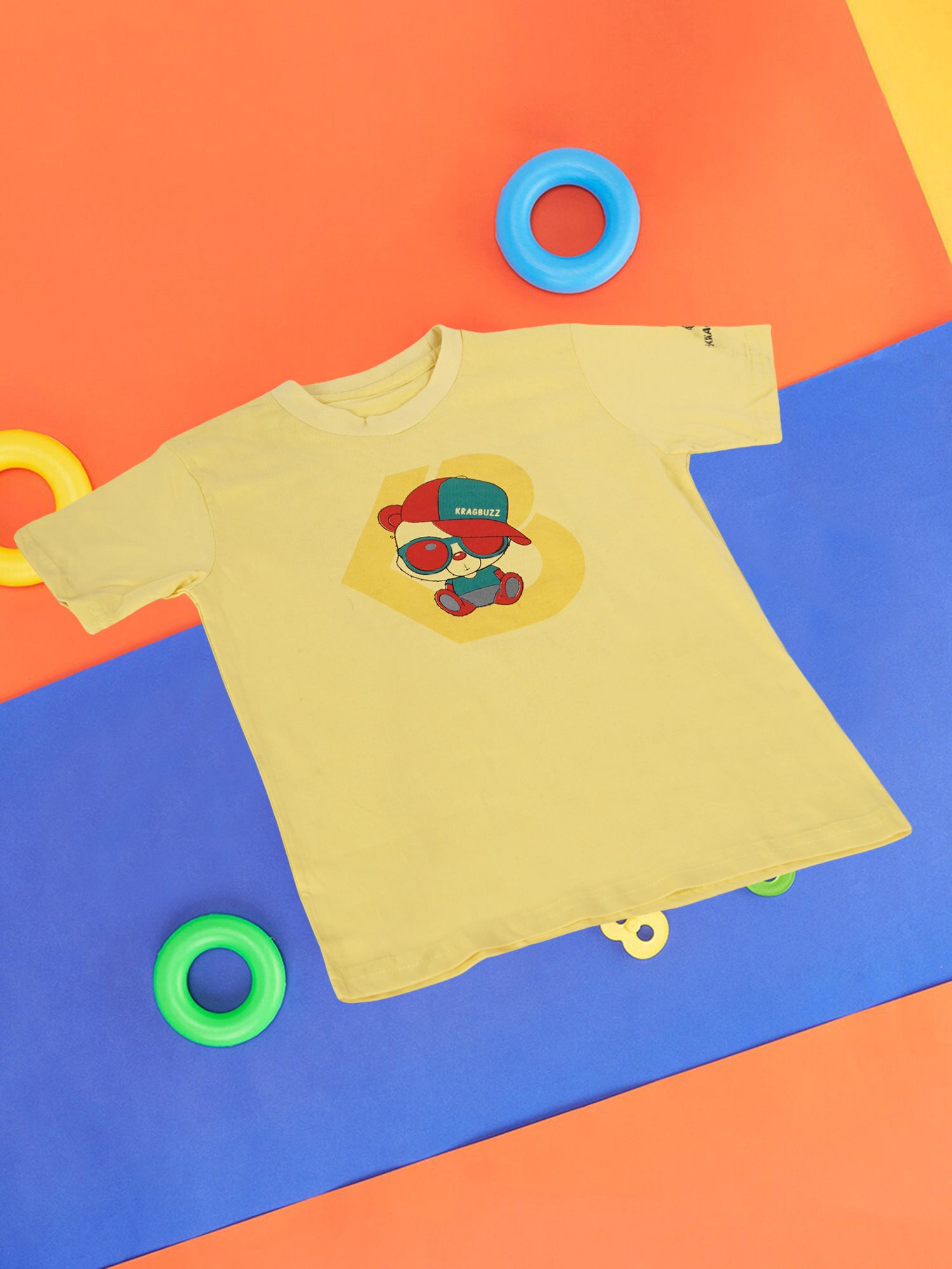 KRAGBUZZ Kids Printed Cotton T-Shirt | Soft Half Sleeve Tee with Cute Cartoon Graphic | Comfortable Casual Wear for Boys & Girls