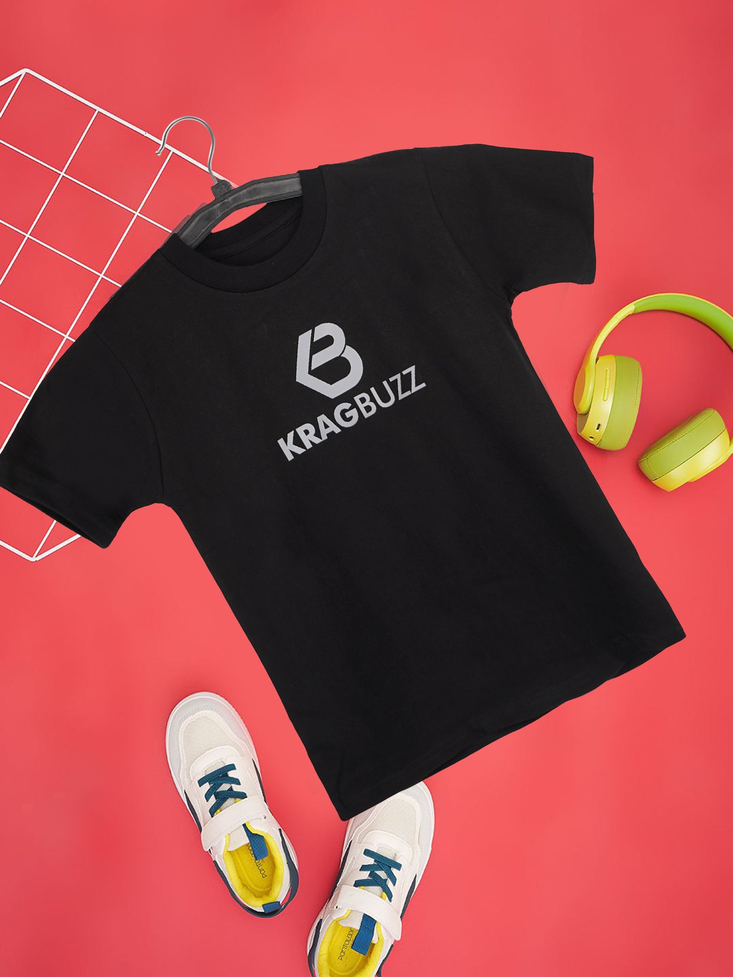 KRAGBUZZ Printed Cotton T-Shirt for Kids | Soft Half Sleeve Logo Tee | Comfortable Casual Wear for Boys & Girls