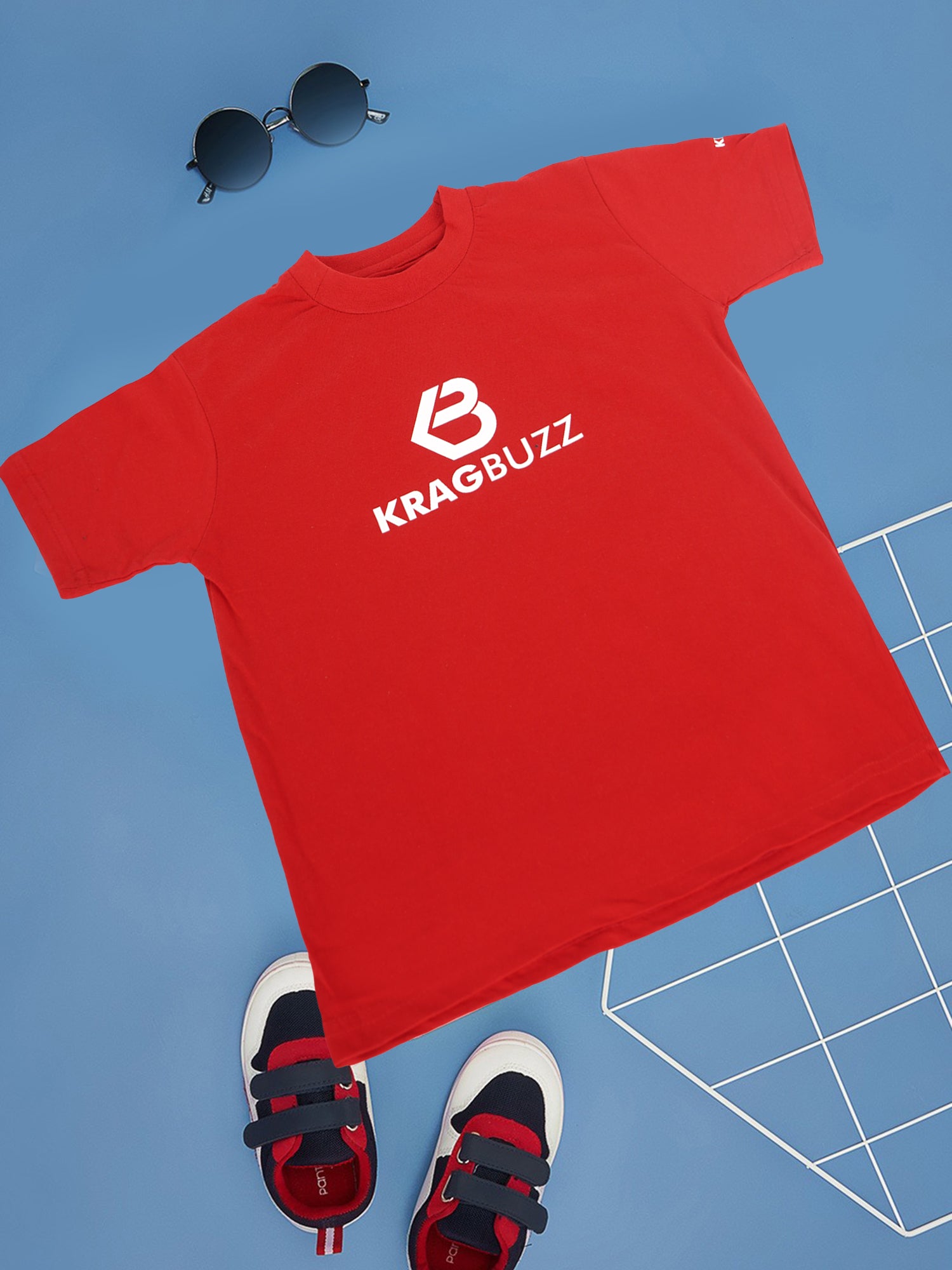 KRAGBUZZ Printed Cotton T-Shirt for Kids | Soft Half Sleeve Logo Tee | Comfortable Casual Wear for Boys & Girls