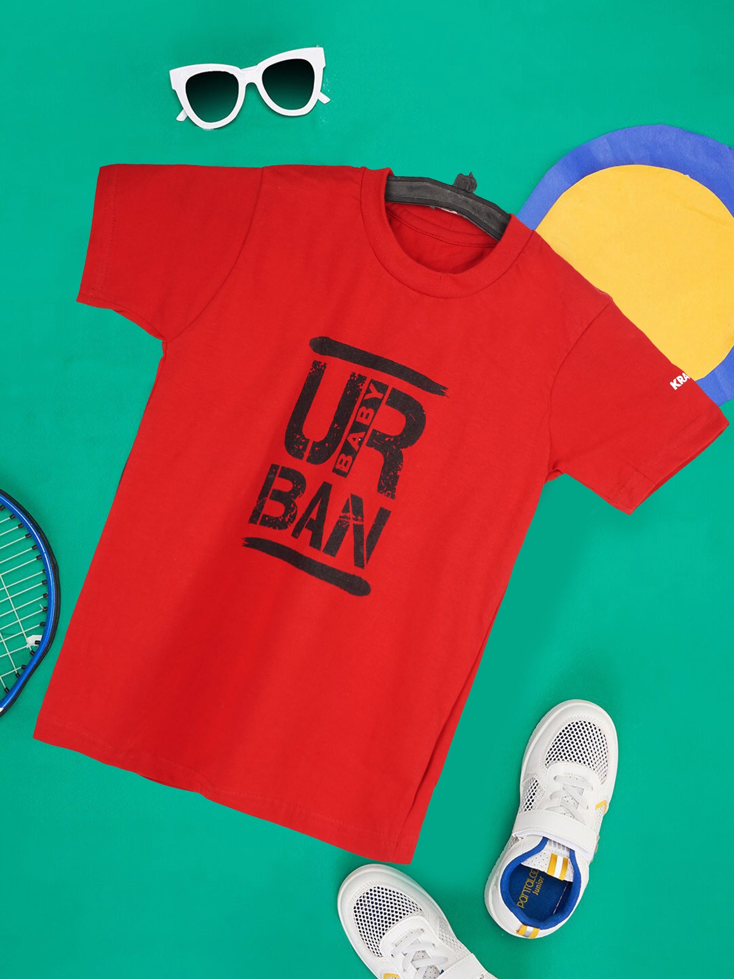 URBAN Baby Boys Red Cotton Printed T-Shirt | Soft Fabric | Casual Wear