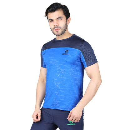 Navy Blue With Royal Blue Short Sleeves – Round Neck