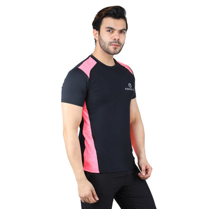 Black With Pink Short Sleeves – Round Neck