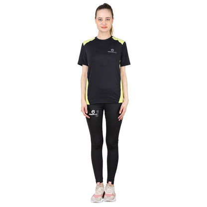 Black with Yellow short sleeves round neck