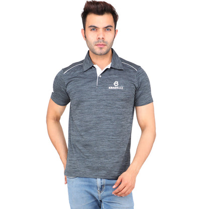 Dark Grey With White Piping Short Sleeves – Collar