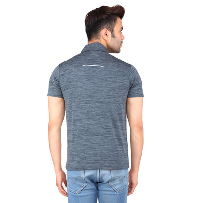 Dark Grey With White Piping Short Sleeves – Collar