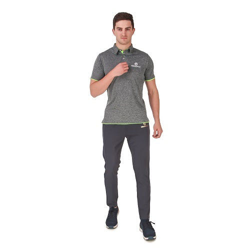 Melange Grey With Neon Green Short Sleeves – Collar
